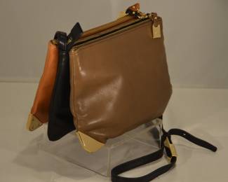Three Color, Black, Brown and Caramel G.I.L.I. Shoulder Bag with Gold Accents, New