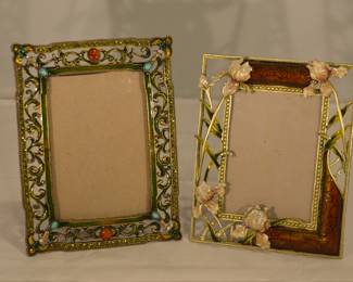 Another Ashleigh Manor 4" x 6"  Shown with an Additional  Green Enamel and Bejeweled  Metal 4" x 6" Photo Frame