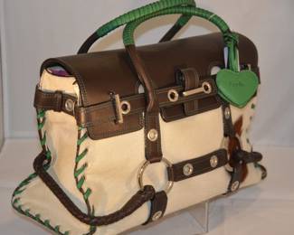 Side View of the New Luella Pony Hair and Leather Handbag