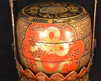 Antique People's Republic of China 3-Tier Wedding Basket, 16.5"h