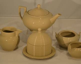 Vintage Wedgwood of Etruria & Barlaston "Drabware" Serving Pieces Available include the Teapot (as is), the Milk Pitcher, 2 Piece Honey Pot, and a Cream and Sugar Set