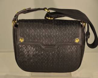 New Oryani Shoulder Strap Black Leather Handbag with Gold Detail
