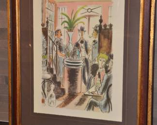 Beautifully Framed Print, French Cafe Life 1940's, 28.5" x 35"