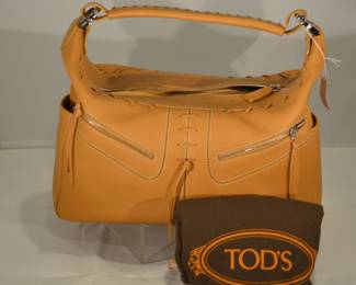 New Tod's "Mikey" Caramel Shoulder Handbag with Dustcover