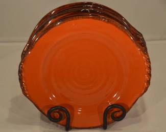 Cer.Alpha Hand Made in Italy 9.25" Burnt Orange Dessert/Appetizer Plates, Set of Six