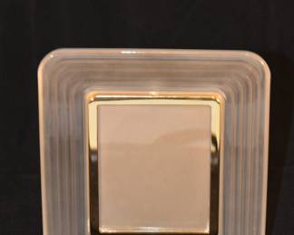 Frosted Vintage Sasaki Crystal with Gold Tone Boarder 3.5" x 4.5" Picture Frame 