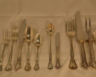 Gorham Chantilly Sterling Silver Flatware 7 piece place setting for eight with 4 Serving Pieces