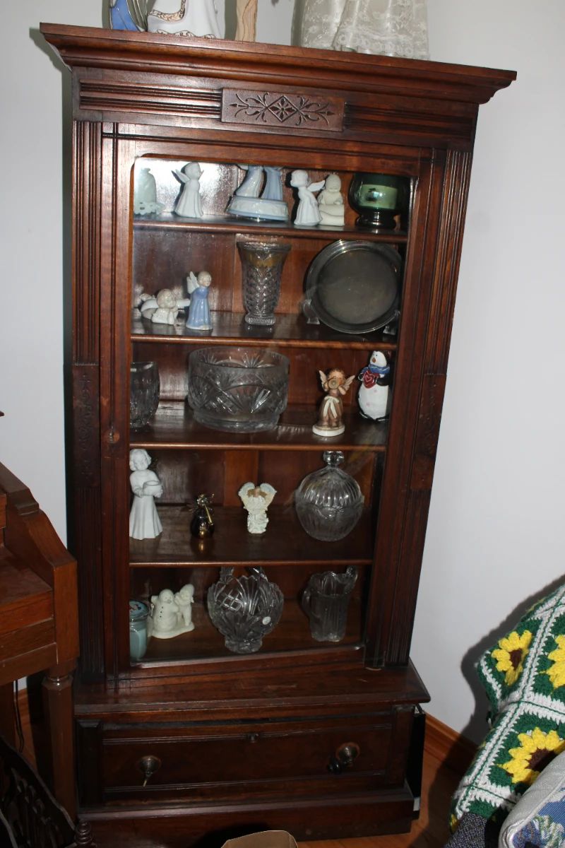 Antique Walnut Display Cabinet / Awesome Size