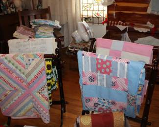 HAND PIECED QUILT TOPS / LINENS / SEWING ITEMS