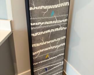 Large framed abstract birds on wires art