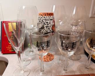 Assorted wine glasses and novelty stemware