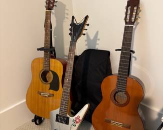 Acoustic, electric, and classical guitar collection