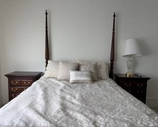 Cherry four-poster bed with matching nightstands