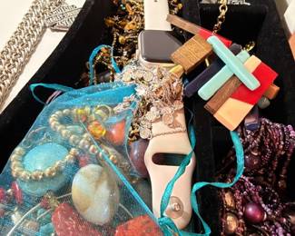 Jewelry box full of costume necklaces and beads