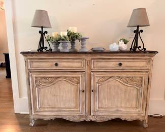 French country carved wood buffet sideboard