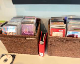 Baskets of CDs and DVDs