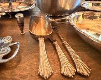 Silverplate serving utensils and bowls