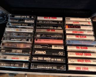 Vintage cassette tape collection, classic rock