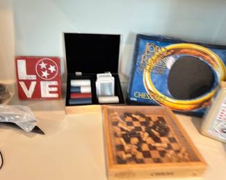 Chess and checkers sets with games and decor
