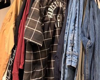 Men's flannel shirts, denim, and jackets