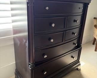 Black wood tall chest of drawers