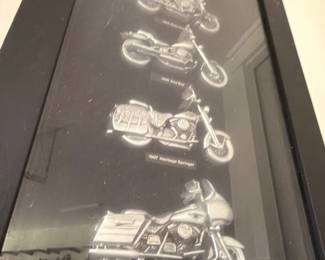 Framed Harley-Davidson motorcycle history print