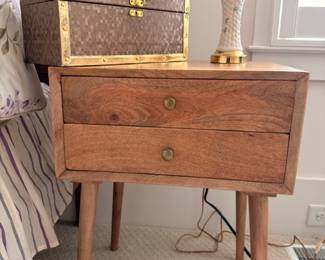 Mid-century wood nightstand with drawers