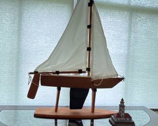 Decorative wooden model sailboat