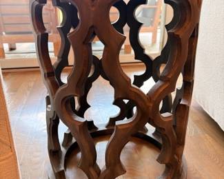 Carved wood Moroccan-style fretwork accent table
