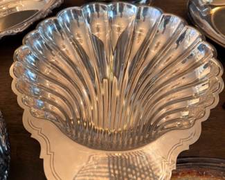 Silverplate shell-shaped serving dish