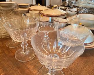Crystal sherbet coupes and china service