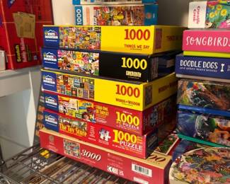 Stacked 1000-piece jigsaw puzzles