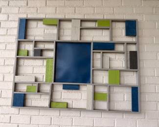 Modern abstract geometric wall art with mirror