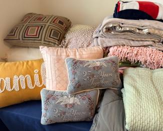 Decorative throw pillows and blankets