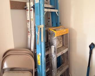 Fiberglass extension ladder and step ladders