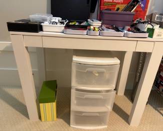 White writing desk with storage drawers