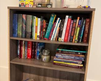 Wood bookcase filled with books