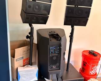 PA line array speakers and subwoofers
