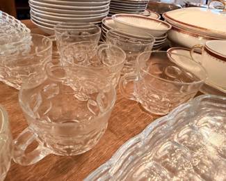 Glass punch cups and china service