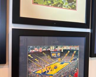 Framed Kansas basketball arena and campus prints