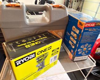 Ryobi One+ cordless tools, boxed
