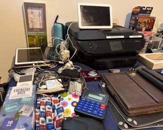 Printer, tablets, chargers, and office electronics