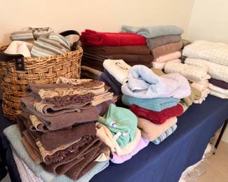 Folded bath towels and linens