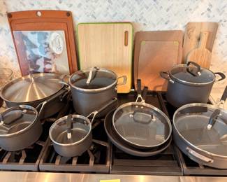 Nonstick cookware set and wood cutting boards