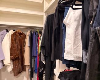 Closet of women's clothing, coats, and jackets