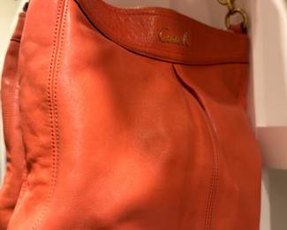 Coach orange leather hobo handbag