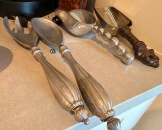 Oversized decorative salad servers and serving utensils