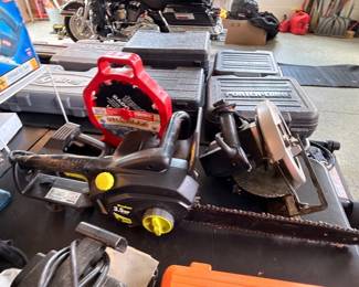 Chainsaw, circular saw, and power tools lot