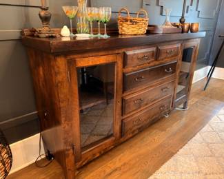 Rustic wood sideboard buffet with drawers