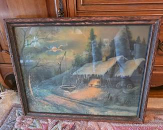 Vintage Master Art Publishers Print, Possibly Log Cabin Forge, c. 1920s1930s